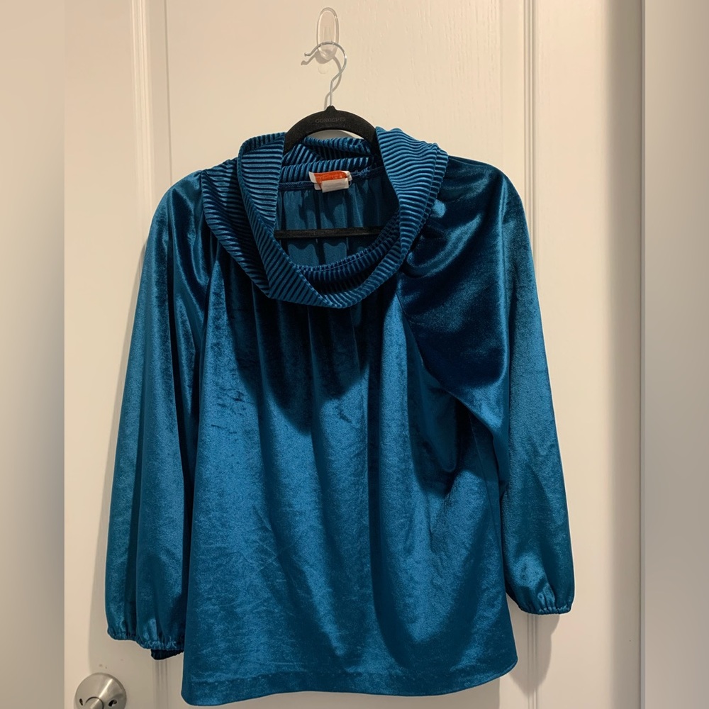 Vintage Cowl Neck Velvet/Velour Louisa Womens Medium 12-14 Sweater BlueGreen - Picture 2 of 8